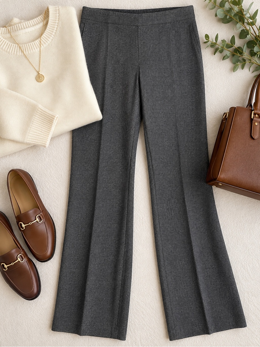 Coldwater Creek Gray Wide-Leg Ponte Trousers